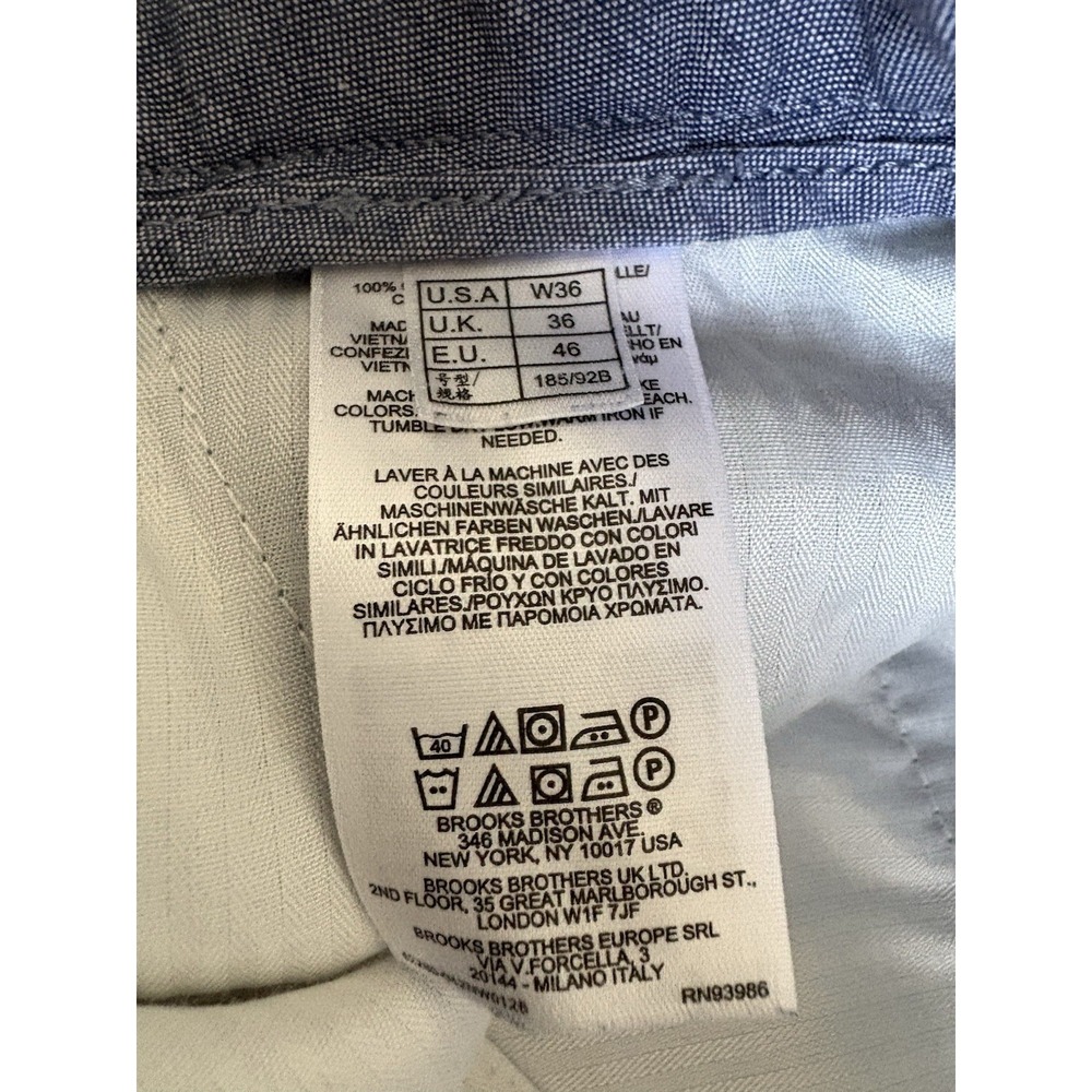 Brooks Brothers Lightweight Advantage Chino Shorts Mens 36" Waist 9" Inseam Blue - Picture 5 of 8